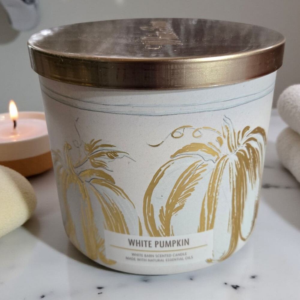 NEW Bath Body Works Candle White Pumpkin Gingered Caramel 3 Wick 14.5 oz Jar